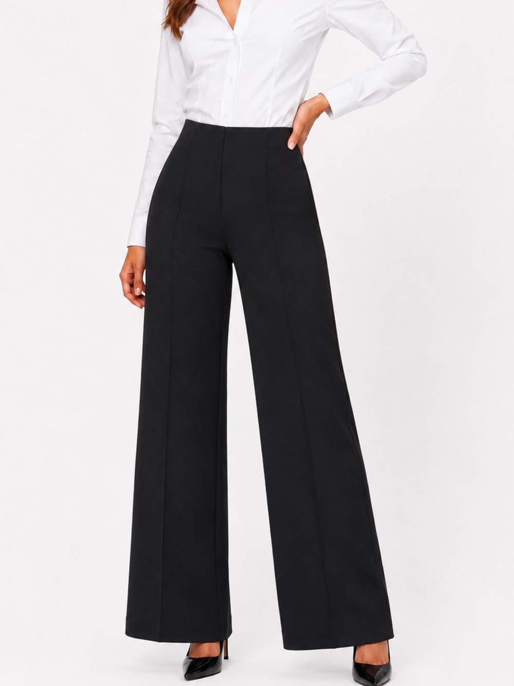 Banana Republic Black High-Rise Wide-Leg Everywhere Ponte Pull-On Pant - Size XS